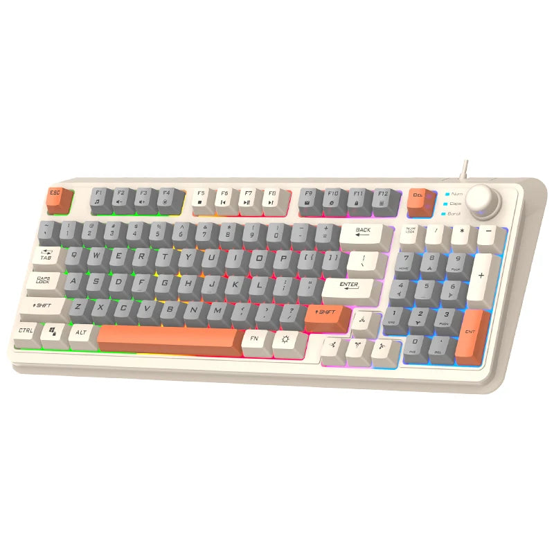 K82 Gaming Gaming Keyboard Glows Wired USB Desktop PC/Notebook Available 19-key punchless knob to adjust volume exovai.com
