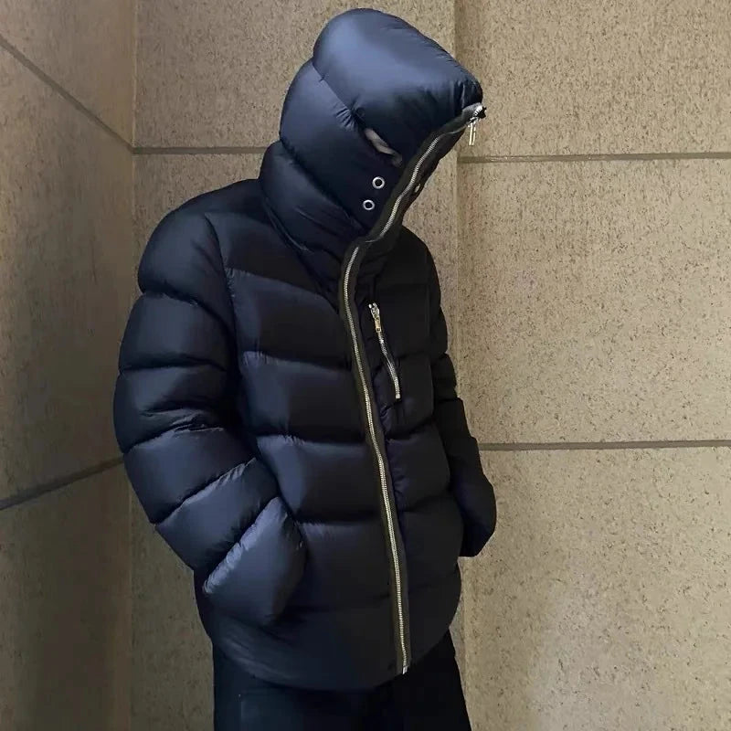 RO style shark head loose casual high street trend men and women hooded black down jacket exovai.com