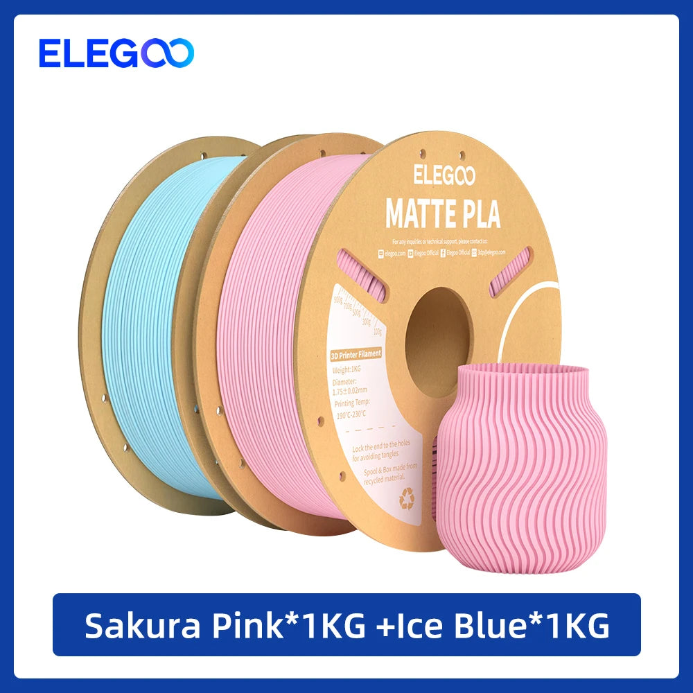 ELEGOO Matte PLA Filament 1KG,1.75mm FDM 3D Printer Filament Dimensional Accuracy +/- 0.02mm, 1kg Carboard Spool (2.2lbs) exovai.com