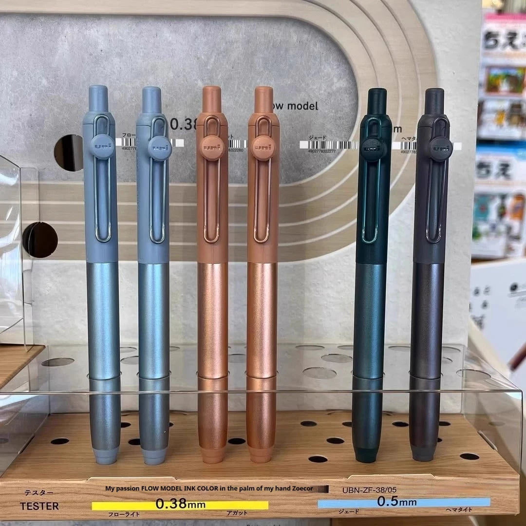 Japanese uni-ball ZENTO Gel Ink Pen Limited Flow Model Metal Push Ultra-Smooth Writing 0.38/0.5mm Signing for Students Business exovai.com