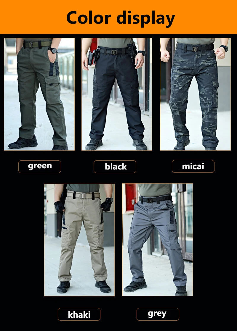 2024 Men's Tactical Pants Outdoor Work Casual Cargo Trousers Waterproof Multi-pocket Wear-Resistant Outdoor Training Trousers exovai.com