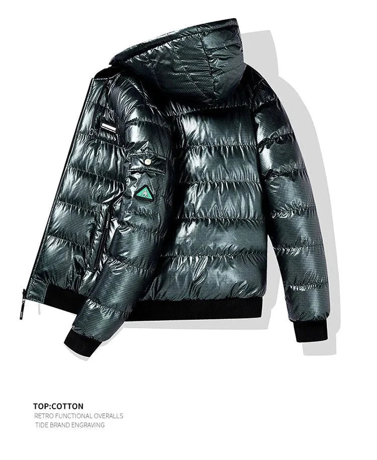 Men's Fashion Puffer Jacket Cotton Padded Thick Warm Puffy Parkas Hooded Windproof Thermal Overcoat Outerwear Plus Size L-5XL exovai.com