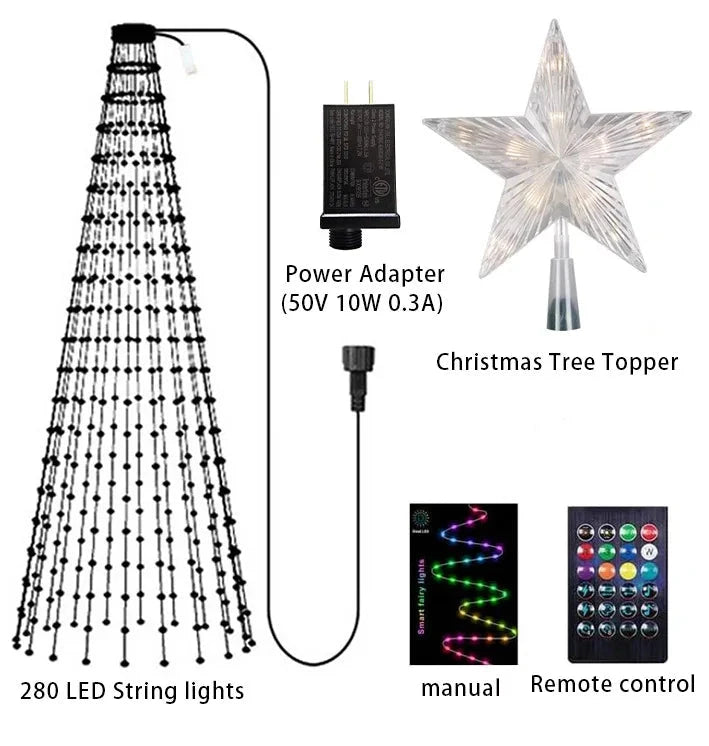 1.8/2.1m Smart APP Christmas Tree Star Lights RGB LED Fairy String Light DIY Picture Xmas Decoration Lighting for Home Holiday exovai.com