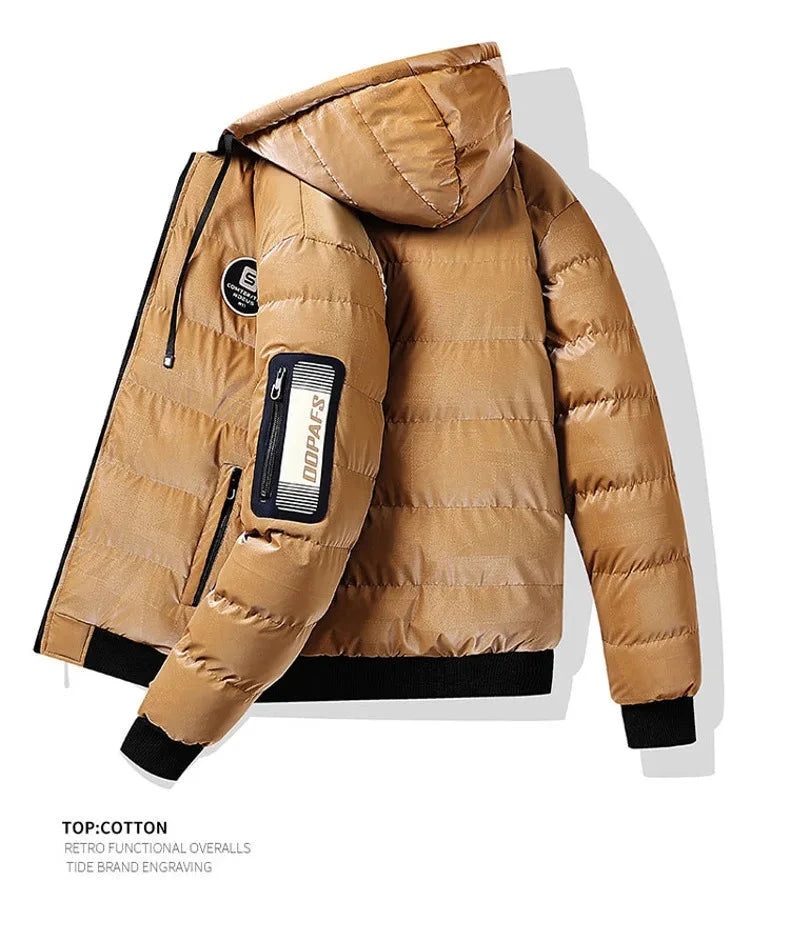 Double Sided Outerwear Men's New Cotton Padded Parkas Men Autumn Winter Jacket Brand Warm Comfortable Down Jacket Removable Hat exovai.com