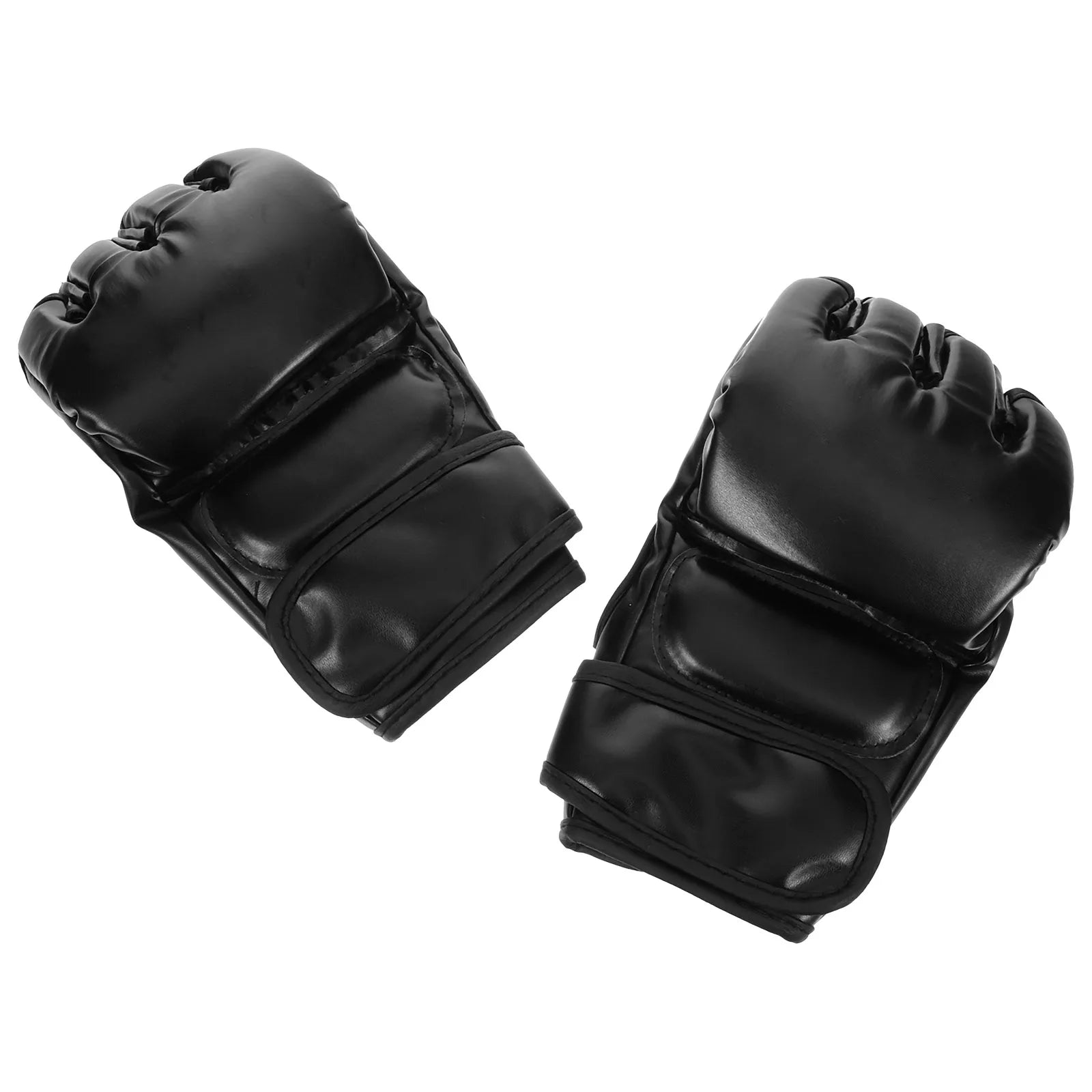 Boxing Gloves Punching Bag Half Finger Kickboxing Training Sparring Martial Black MMA Style Comfortable Wrist Support exovai.com