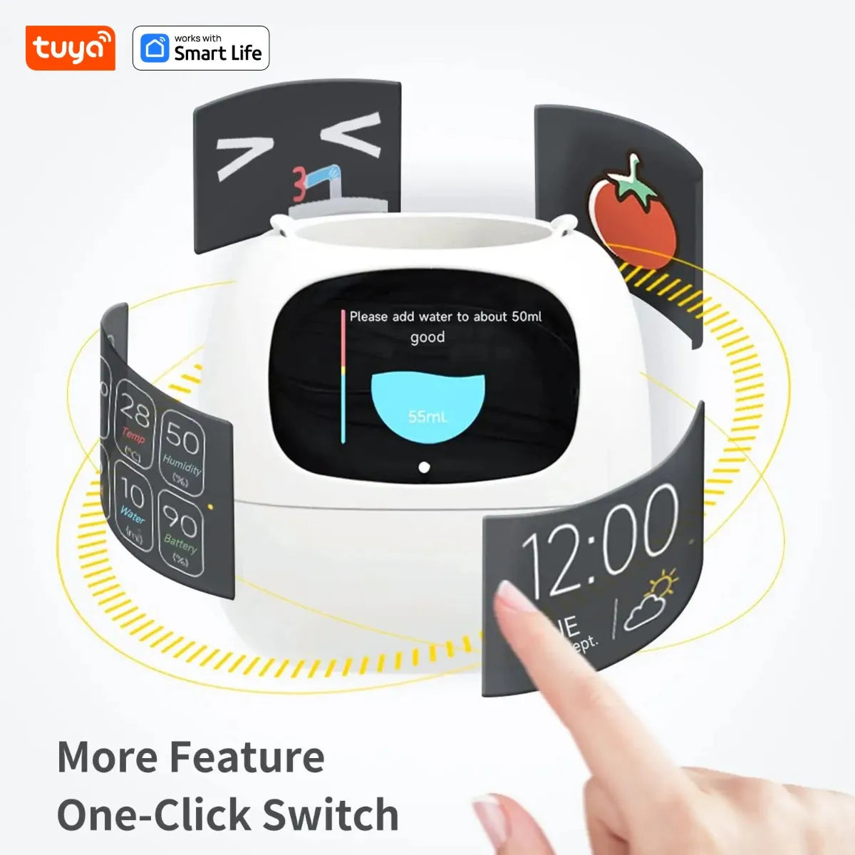 Tuya Ivy Smart Planter,Endless Fun Over 49 Rich Expressions,7 smart sensors,AI Chips Make Raising Plants Easy and Fun exovai.com
