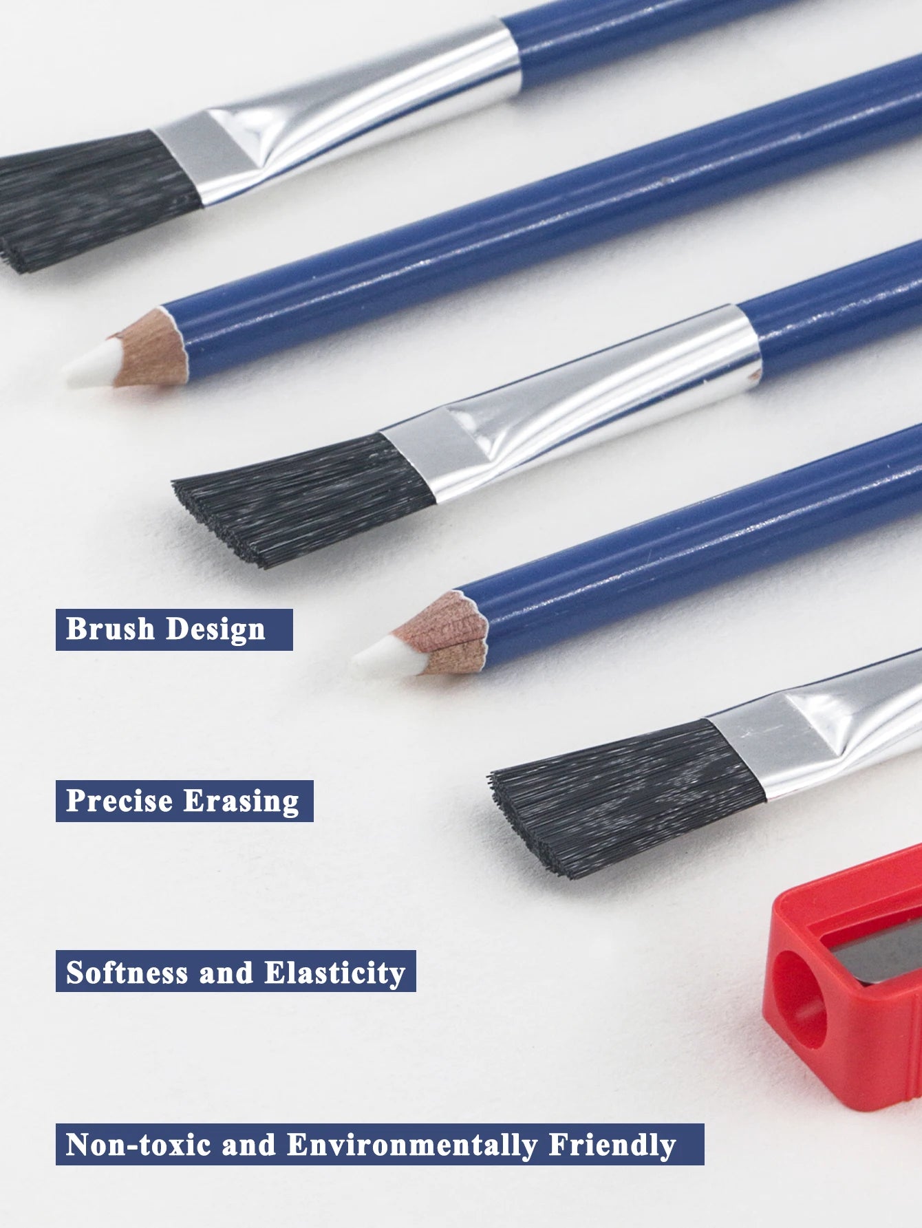 Eraser Pencil Set with Brush and Sharpener – 5 Pack Precision Erasing Pencils for Artists, Sketching, Detail Correction, Charcoa exovai.com