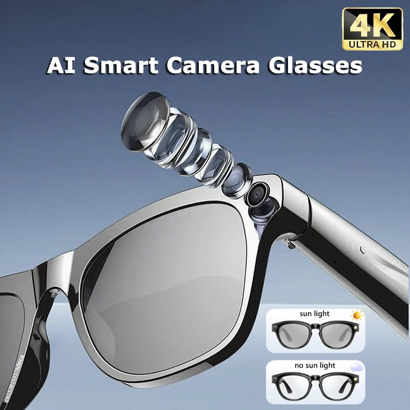4K AI Smart Photochromic Glasses Multifunction Camera Bluetooth Call Voice Assistant Music Player Translate Glasses For Xiaomi exovai.com