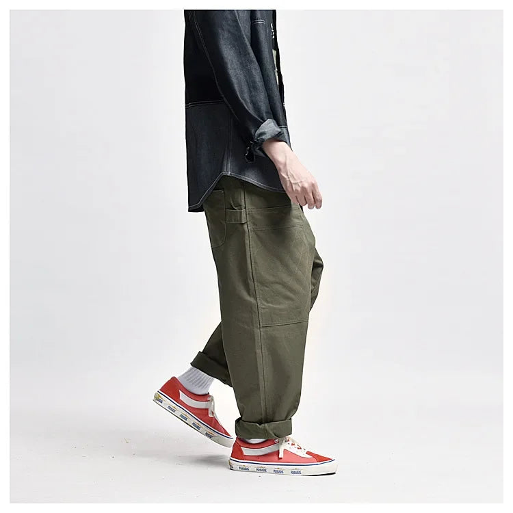 Japanese Style Loose Fit Jumpsuit Cargo Pants Bell Bottoms Dad Pants Ins Popular Same Style Tank For Men Women exovai.com