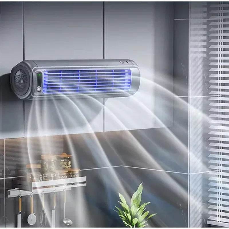 Wall Mounted Air Conditioning Fan Silent Rechargeable Convenient Cooling Electric Fan Home Kitchen Bathroom No Drilling Fan exovai.com