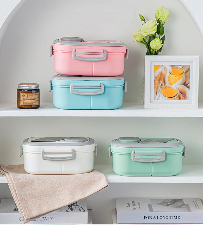 Portable Lunch Box Compartment Wheat Straw Bento Carrying Handle Box Reusable Tableware Containers Meal Snack Food Containers exovai.com