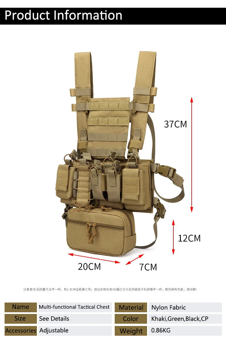 Military Tactical Vest Chest Rig with Adjustable Straps & Large Capacity Pouch for Outdoor Adventure & Tactical Missions exovai.com