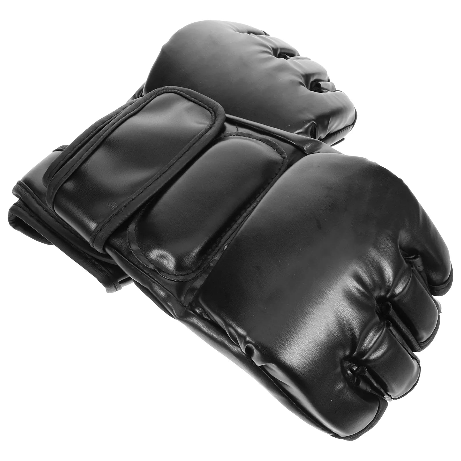 Boxing Gloves Punching Bag Half Finger Kickboxing Training Sparring Martial Black MMA Style Comfortable Wrist Support exovai.com