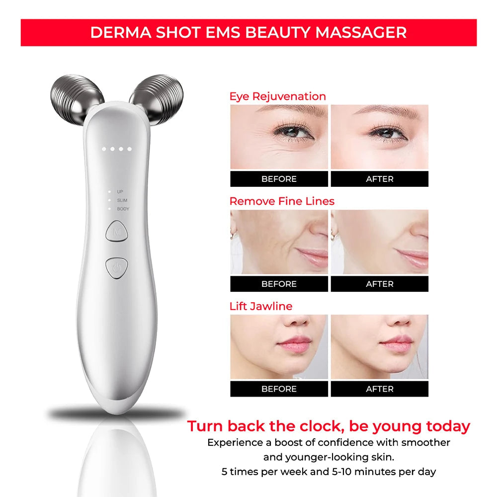Electric Facial Micro-current Beauty Instrument Face Lift Roller Massager Skin Tighten Thin Double Chin Massage Beauty Devices exovai.com