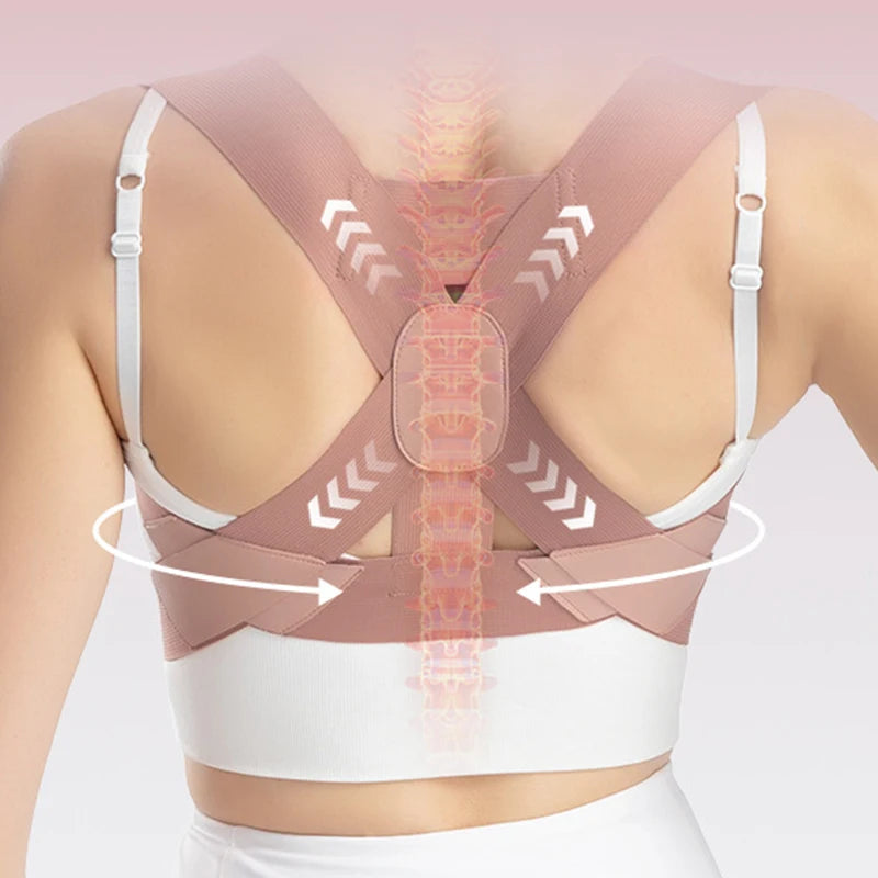 Back Belt Breathable Lightweight Upright Posture Corrector Adjustable Support Belt with Cross Design Adults' Back Correction exovai.com