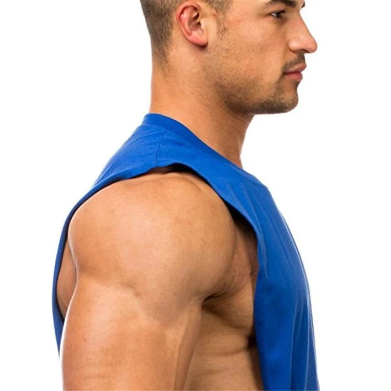 Summer Open Sides Cut Off Gym Clothing Fitness Mens Sleeveless T-shirts Dropped Armholes Bodybuilding Tank Tops Workout Vest exovai.com