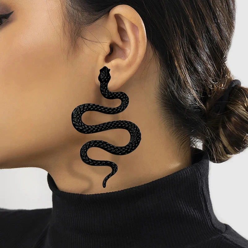 Avant-garde Sexy and Exaggerated Halloween Snake Shaped Earrings for Women Fashion Gothic Personalized Trend Girl Rock Jewelry exovai.com