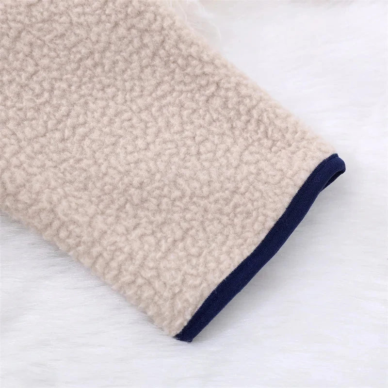 Outdoor Fleece Jackets for Men and Women Wool for Warmth Standing Collar Thickened Fleece Sports Autumn and Winter Parkas Coat exovai.com