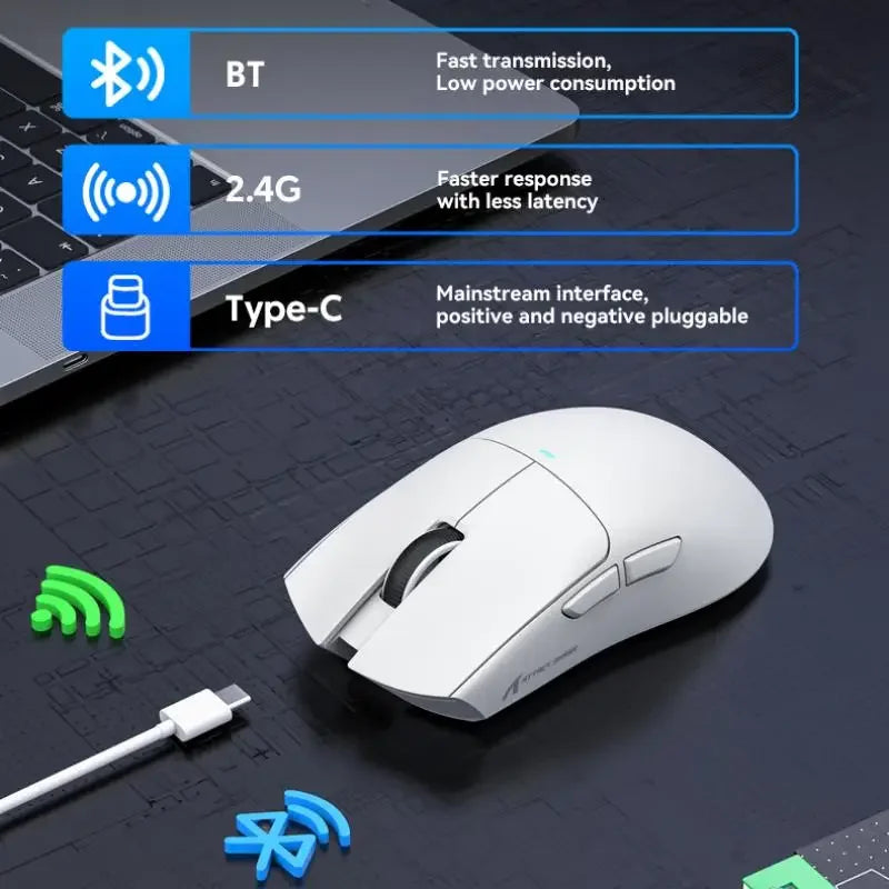 Attack Shark X11 Wireless Macro Gaming Mouse,Bluetooth Tri-Mode Connection, PixArt PAW3311, Touch Magnetic Charging Base exovai.com