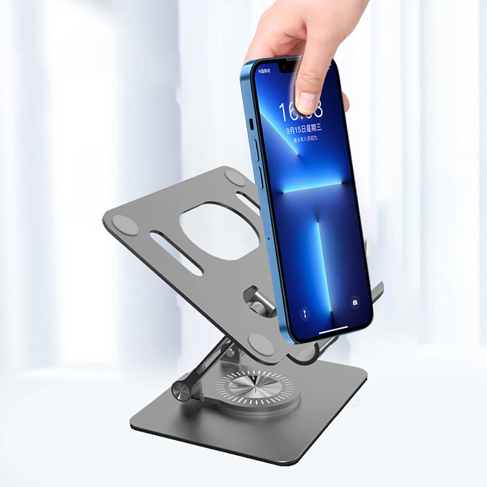 Foldable Mobile Phone Holder 360 Degree Rotating Hollowed Tablet Riser Anti Slip Tablet Holder Height Adjustable for 4.7-12 Inch exovai.com