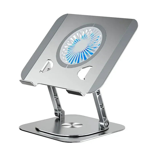 Anti Slip 7-17 Inch Laptop Stand 360 ° Rotatable Aluminum Alloy Tablet Cooling Stand with Folding Fan and Radiator Stand exovai.com