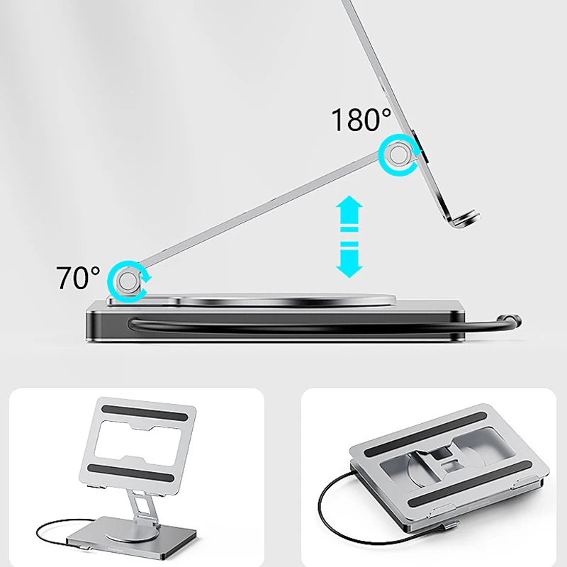 Laptop Stand for MacBook Pro Air Dell HP Surface 360° Rotatable Foldable with USB Hub Card Reader RJ45 Universal Bracket Holder exovai.com