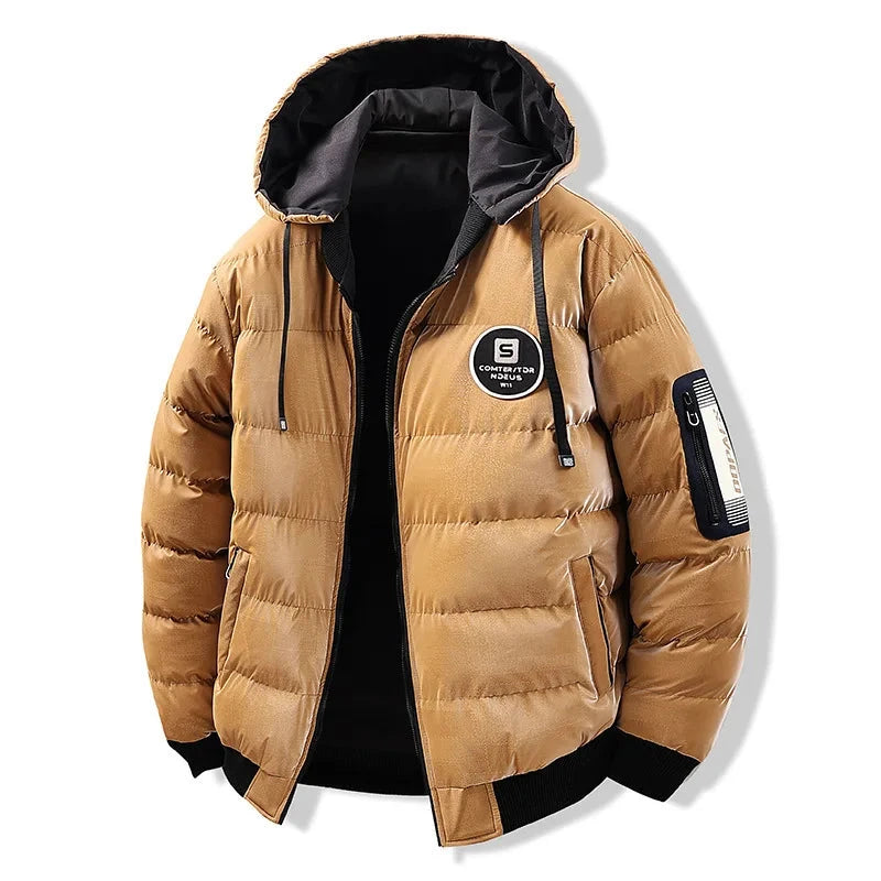Double Sided Outerwear Men's New Cotton Padded Parkas Men Autumn Winter Jacket Brand Warm Comfortable Down Jacket Removable Hat exovai.com