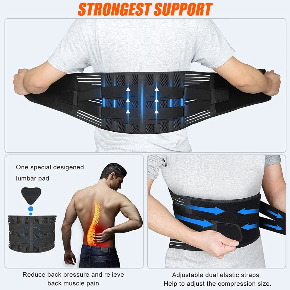 1PCS Back Brace for Heavy Lifting & Workouts – Breathable Lumbar Support Belt with 7 Reinforced Stays & Ergonomic Pad – Lower Ba exovai.com