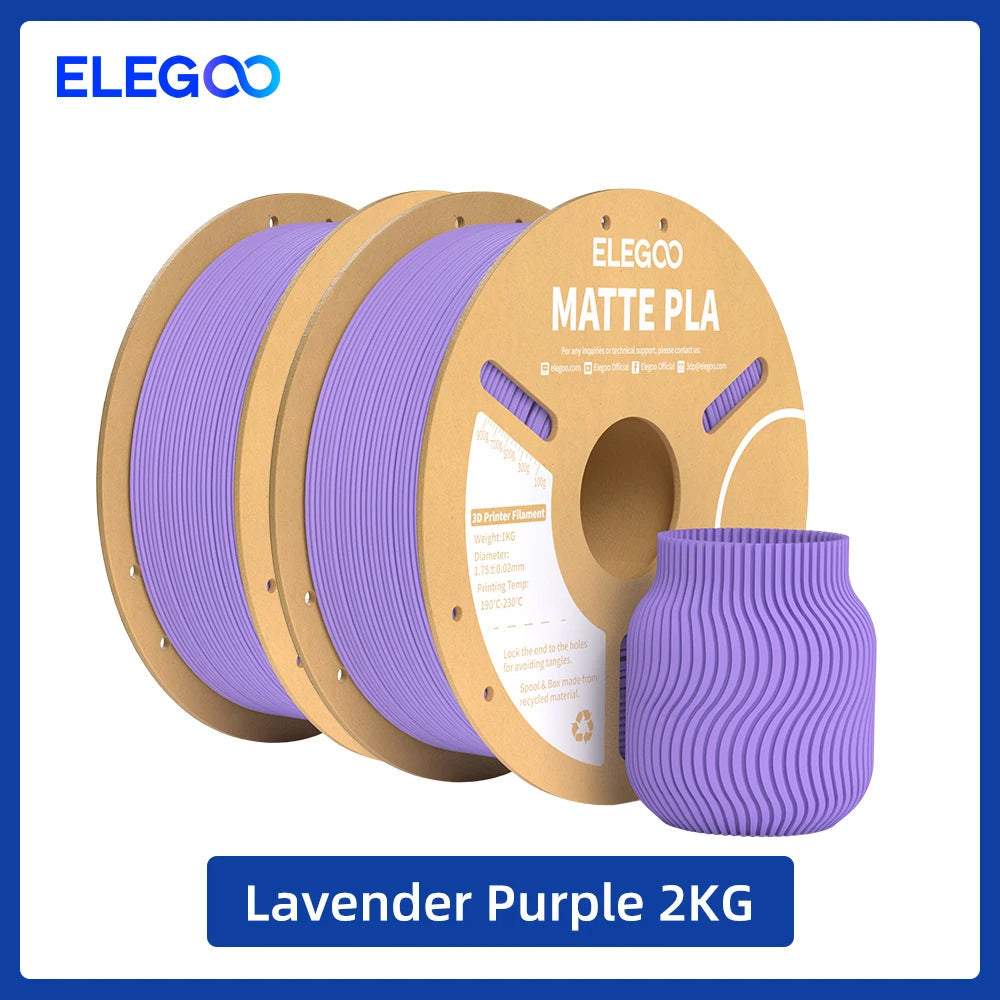 ELEGOO Matte PLA Filament 1KG,1.75mm FDM 3D Printer Filament Dimensional Accuracy +/- 0.02mm, 1kg Carboard Spool (2.2lbs) exovai.com