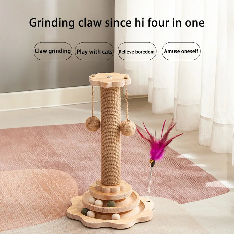 MIJIA Pet Cat Toy Cat Scratcher 4-in-1 Swivel Design Turntable Funny Durable Cat Stick Cat Tree Scratcher With Ball And Feather exovai.com