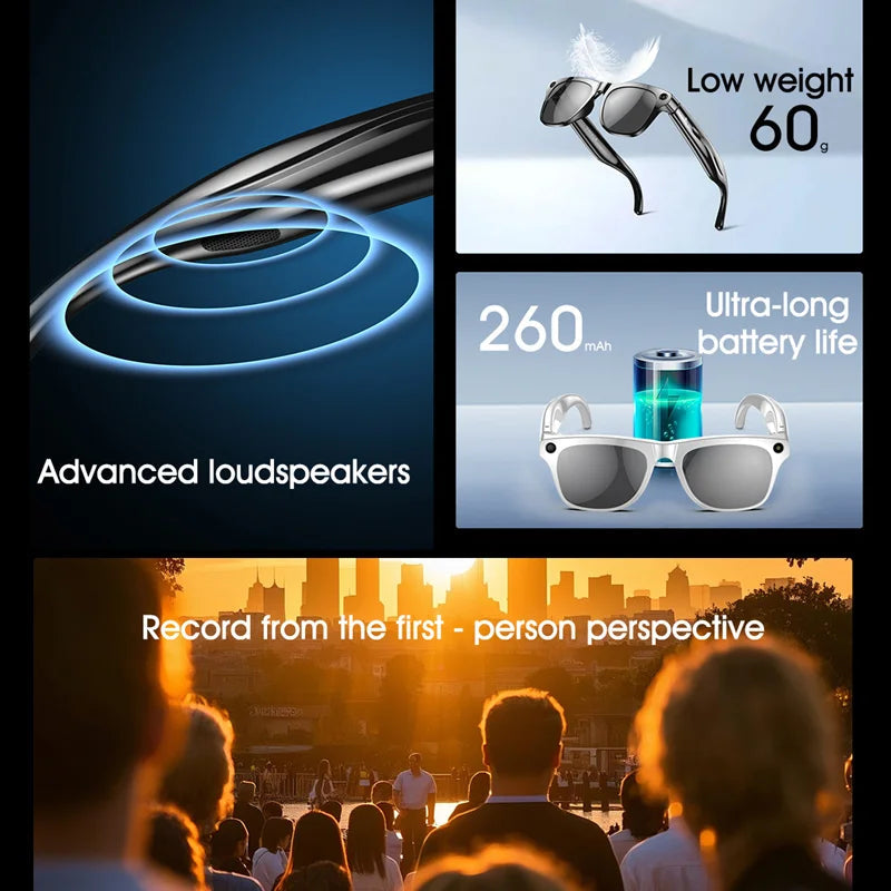 4K AI Smart Photochromic Glasses Multifunction Camera Bluetooth Call Voice Assistant Music Player Translate Glasses For Xiaomi exovai.com