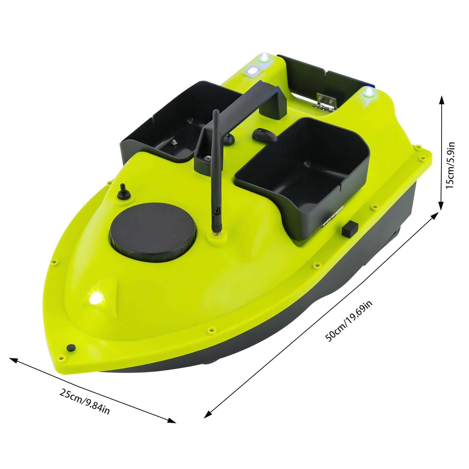 GPS Fishing Bait Boat Green with Remote Control Dual 390 Motors Three-bladed Propeller for Outdoor Fishing exovai.com