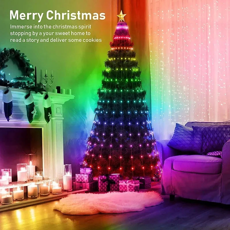 2.1M LED Christmas Tree Decorative Light Lntelligent IDeal LED APP Application Control DIY Lmage Light String for Quick Shipping exovai.com