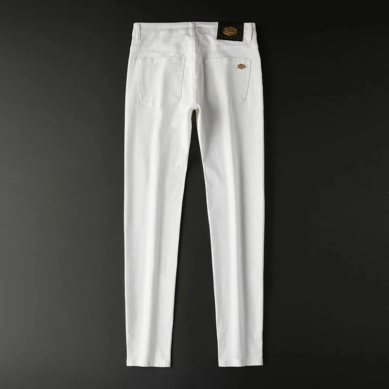 New Men'S Jeans Fashion Casual Slim Fit Version Elastic Blue High Quality Design Business Party Straight Tall Denim Pants exovai.com