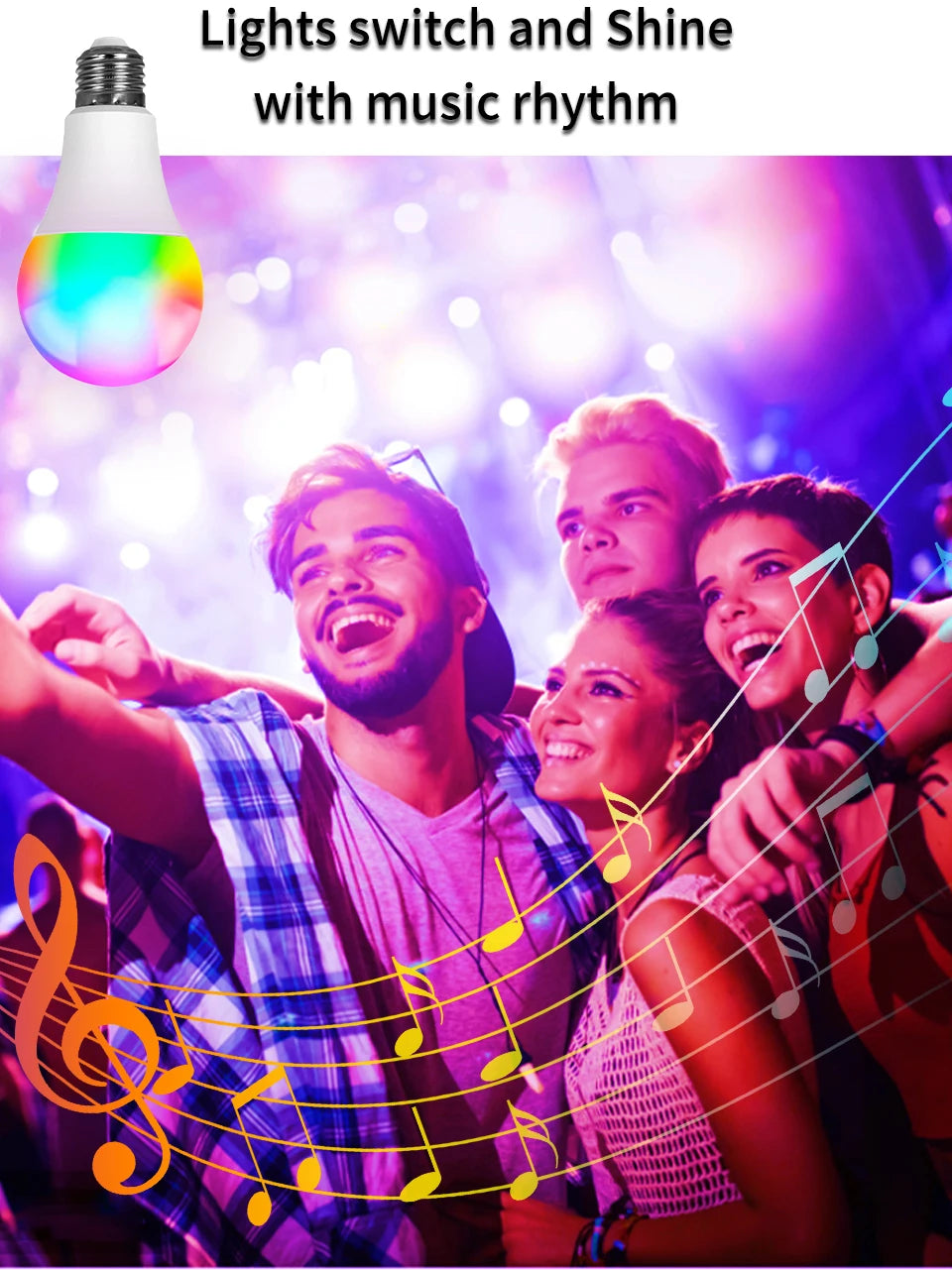 Tuya Smart LED Bulb E27 APP Control Dimmable Light Bluetooth RGB Lamp 220V Bedroom Decoration Party Lighting Smart Life exovai.com