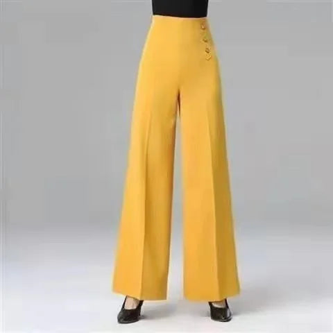 High Waist Wide Leg Pants Women's Spring Autumn Long Drapey Latin Dance Pants Modern Dance Trousers for Women Commute Sle exovai.com