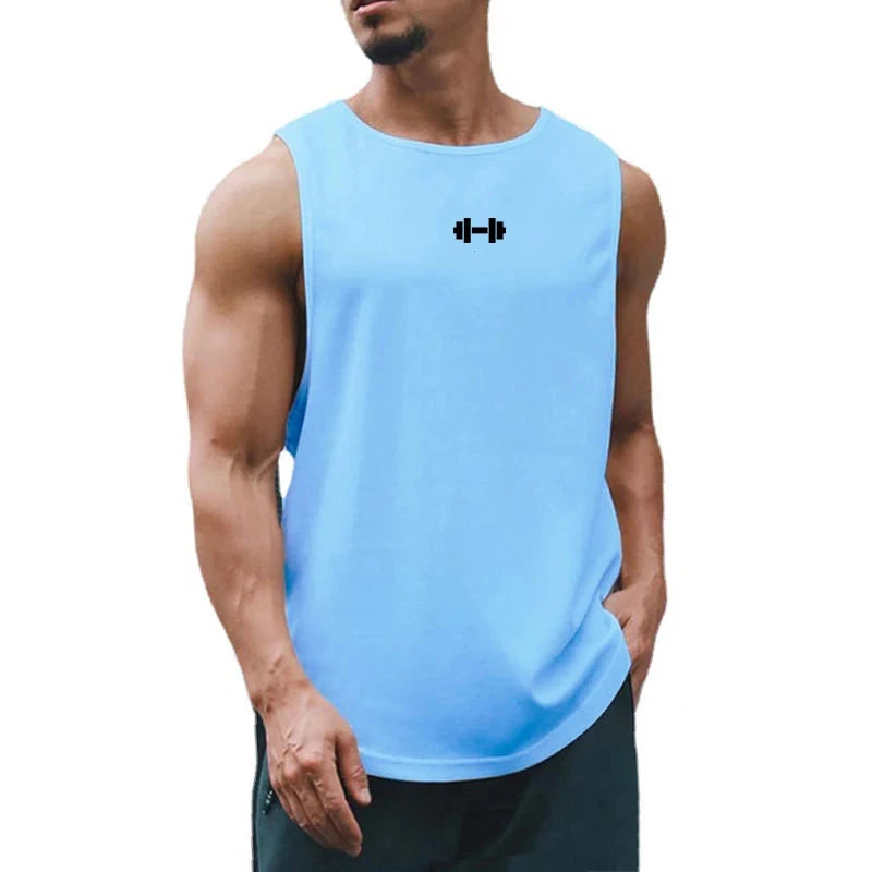 Summer Men's Gym Tank Top Fitness Training Clothing Quick-drying Loose Bodybuilding Sleeveless Shirt Men Fashion Basketball Vest exovai.com
