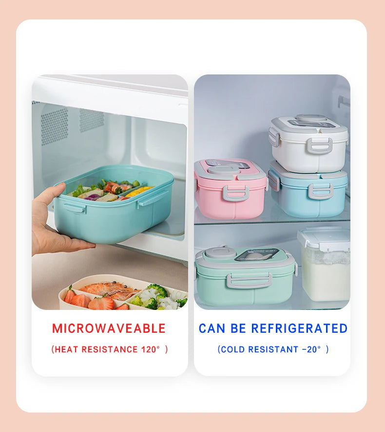 Portable Lunch Box Compartment Wheat Straw Bento Carrying Handle Box Reusable Tableware Containers Meal Snack Food Containers exovai.com