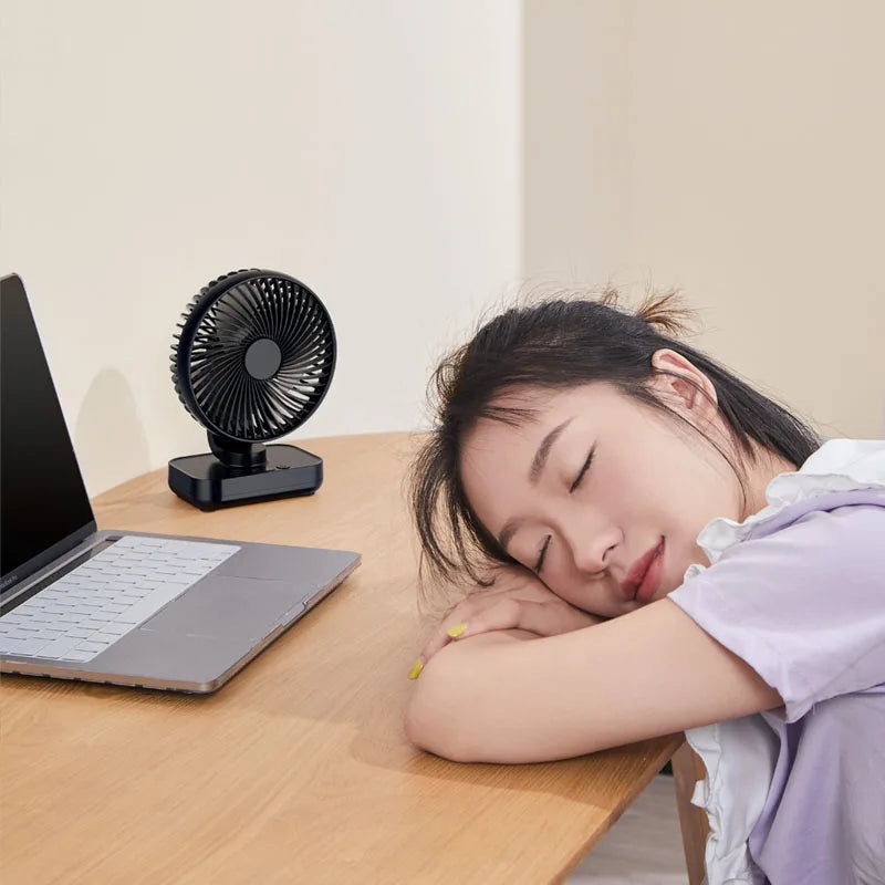 Portable Table Fan Type-c Rechargeable 4 Speeds Desk USB Cooling Fan Wireless Oscillating Wall Hanging Fan 90° Degrees Adjust exovai.com