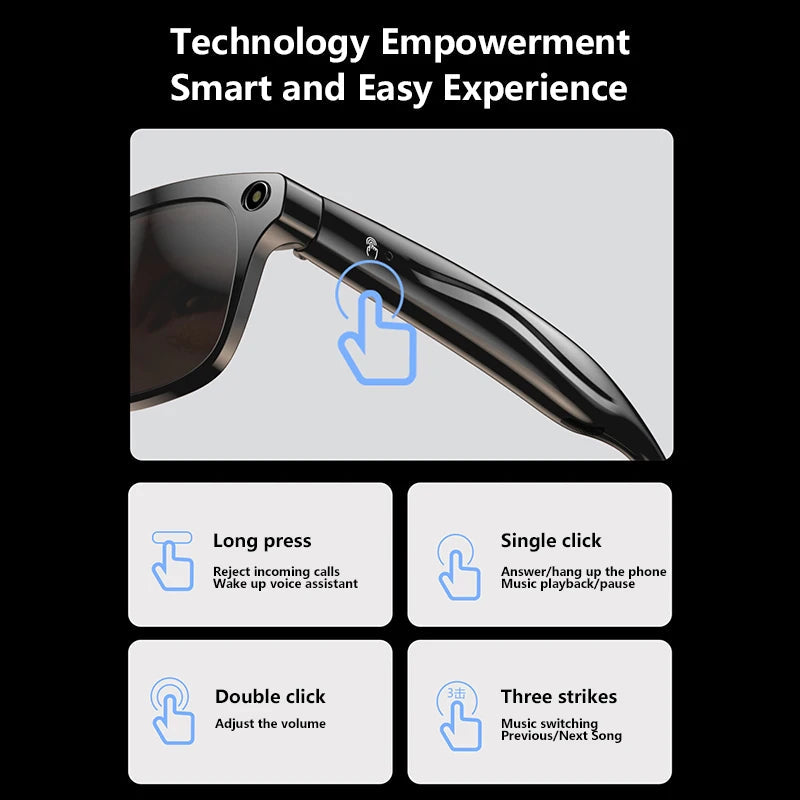 Xiaom 8K HD Smart Glasses Chat GPT 100MP Camera Bluetooth Call 260Mah Battery Voice Assistant Control Smart Glasses for Men exovai.com