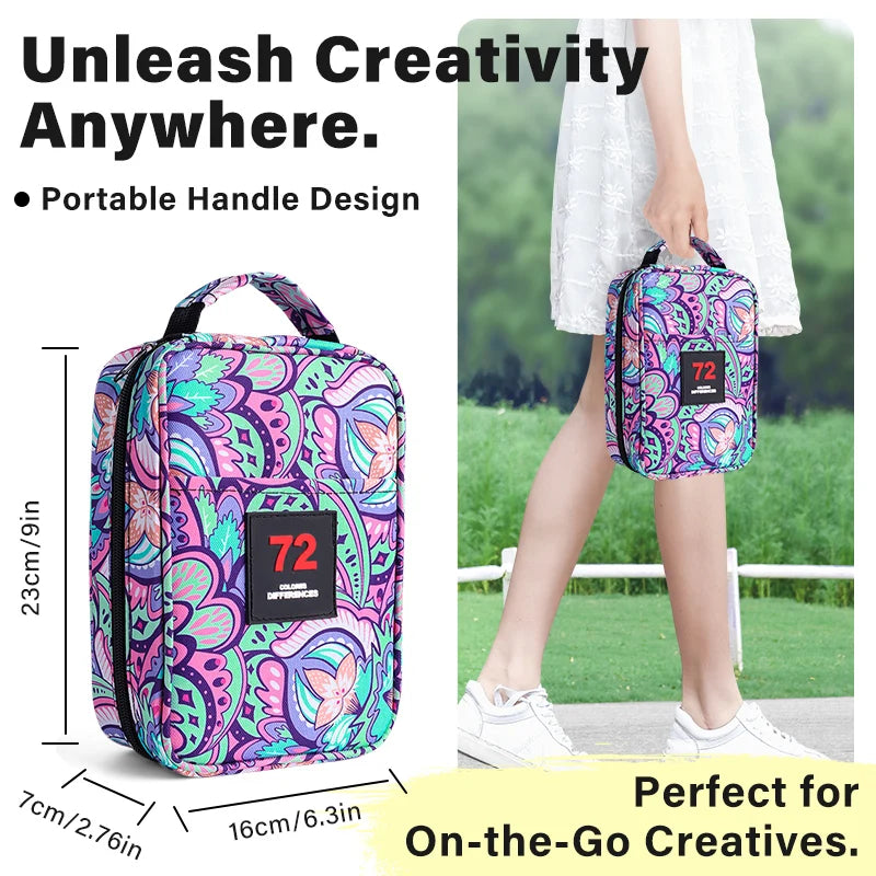 72 Slots Color Pencil Case,Pen Case Organizer with Handy Wrap & Zipper,Multilayer Holder,Colored Pencils & Gel Pen Bag exovai.com
