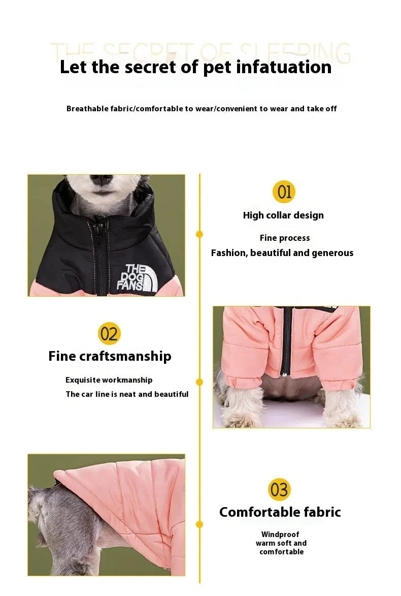 Dog Coat Dog Warm Jacket, 4 Legs Covered Waterproof Windproof Reflective Warm Dog Vest, Zippered Adjustable Outdoor Dog Snow Jac exovai.com