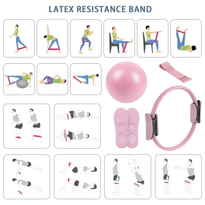 Pilates Ring And Ball Set Pilates Equipment Set Fitness Equipment With Resistance Band Portable Workout Tool For Home Gym Studio exovai.com