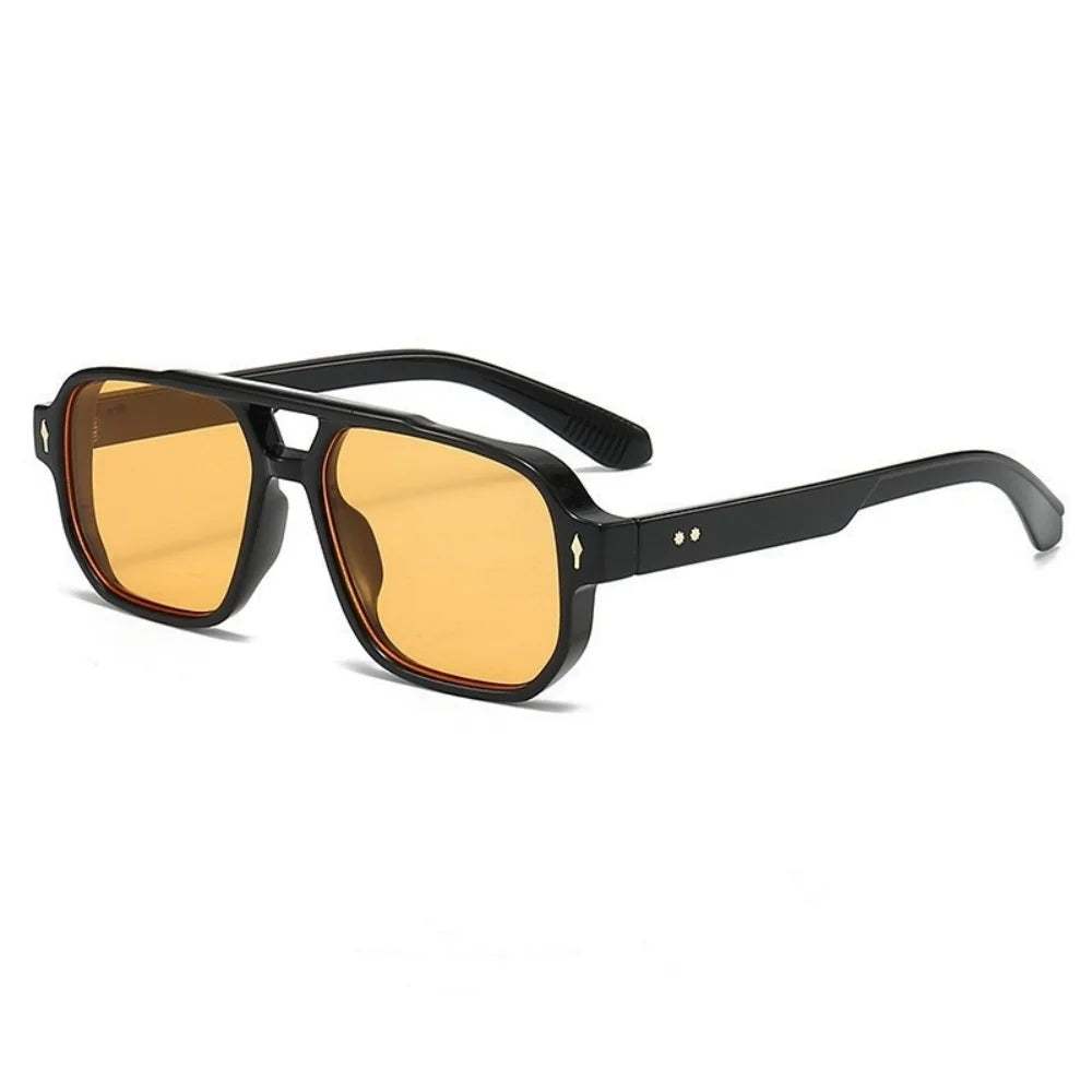 New Retro Double Bridge Square Sunglasses For Women Men Fashion Luxury Design Rivets Sun Glasses Trending Shades UV400 Eyeglasse exovai.com