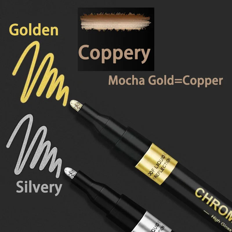 4PCS Chrome Permanent Paint Marker Pens, Mirror Reflective Chrome Sharp Tip And Round Tip, Golden Silvery Coppery Mirror Markers exovai.com