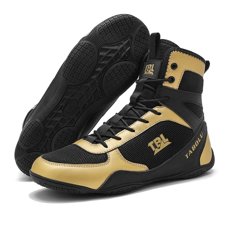 Wrestling shoes male Boxing Shoes Fighting Sanda Strength High Top Shoes light fighting Boots Weightlifting shoe Sneakers exovai.com