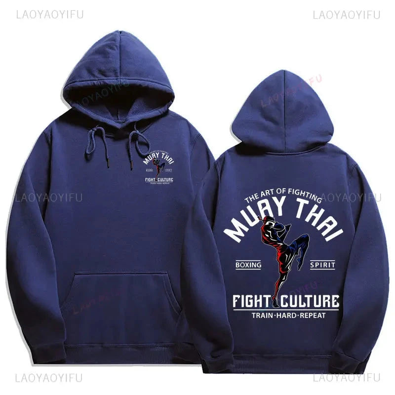 Muay Thai The Fist of King - Thailand Martial Art Pullover Hoodie Men Wai Kru Thailand Men Casual Pullovers 2024 New Style Tops exovai.com