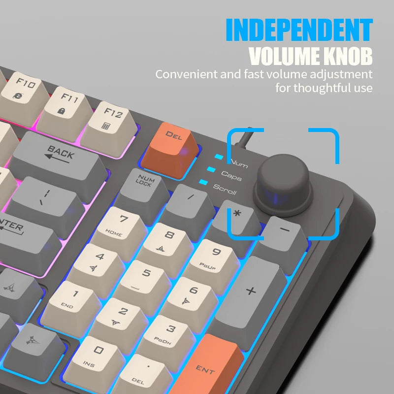 K82 Gaming Gaming Keyboard Glows Wired USB Desktop PC/Notebook Available 19-key punchless knob to adjust volume exovai.com