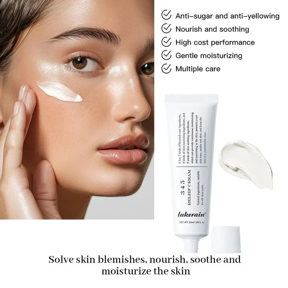 345 Relief Cream Face Moisturizer Cream Nourish Soothing Skin Repair Clean Acne For Oily Skin, Hydrating Facial Lotion Skincare exovai.com
