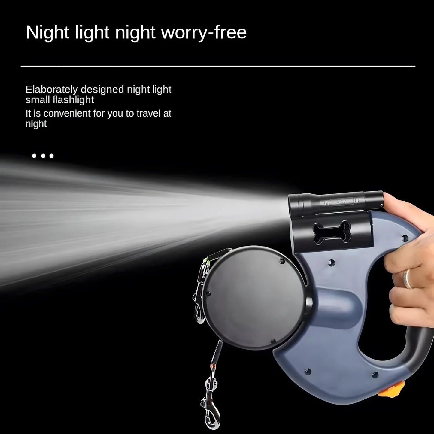 2 In1 Multi-functional LED Light Pet Leash Automatic Retractable 3M/5M Reflective 360 Swivel Dual Dog Leash with Bag Container exovai.com